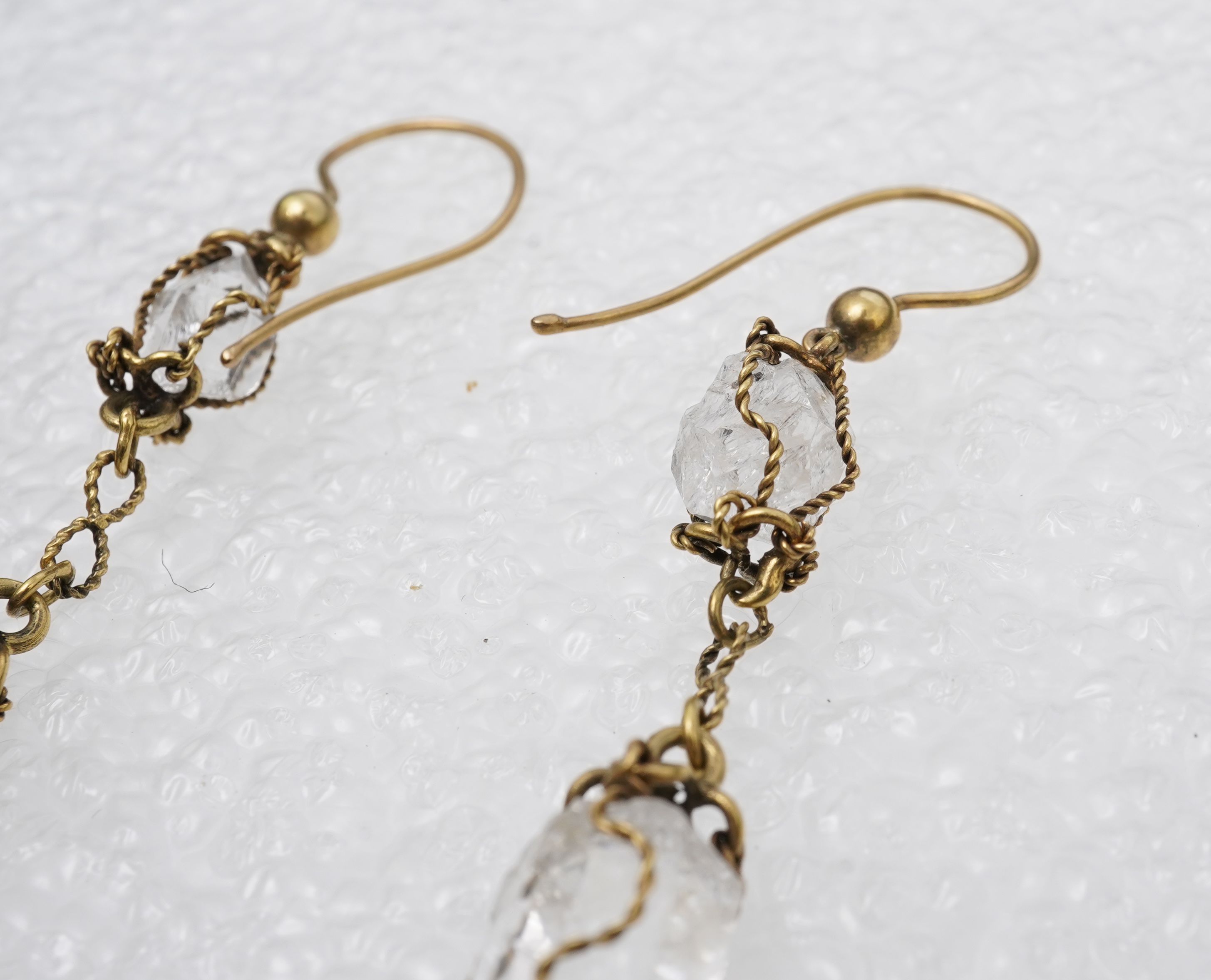 A pair of rock crystal earrings